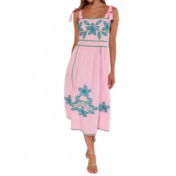 THML Dresses & Skirts - NEW THML embroidered midi dress in pink